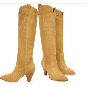 Veronica Beard Ballan knee high Western boots in sand color size 8 NWB